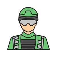 Soldier color icon. Military man. Isolated vector illustration