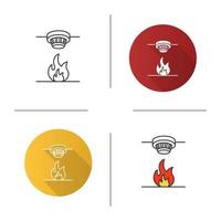 icono del detector de humo. sistema de alarma contra incendios. Diseño plano, estilos lineales y de color. ilustraciones de vectores aislados