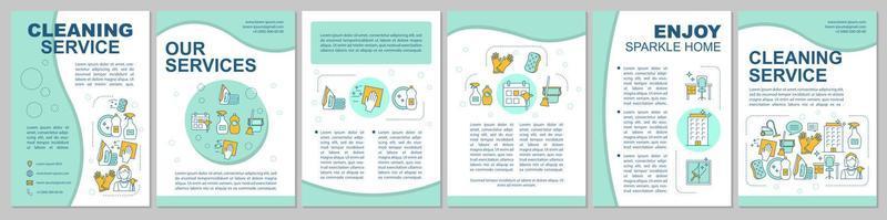 Cleaning service brochure template. Household chores. Flyer, booklet, leaflet print design. Housework, housekeeping. Maid service. Office, house cleaning. Vector page layouts for magazines, posters