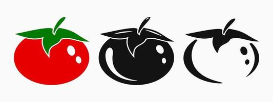 icono de tomate con estilo simple. rojo, verde y negro. logotipo de comida. adecuado para logotipo, icono, símbolo y signo vector
