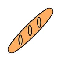 Baguette color icon. French bread loaf. Isolated vector illustration