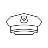 Policeman hat linear icon. Thin line illustration. Cop cap. Contour symbol. Vector isolated outline drawing