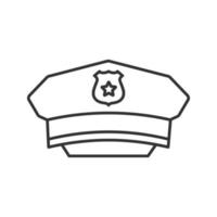 Policeman hat linear icon. Thin line illustration. Cop cap. Contour symbol. Vector isolated outline drawing