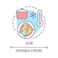 Chilled food concept icon. Meal storage idea thin line illustration. Cooking. Food safety, preparation. Vector isolated outline drawing. Editable stroke