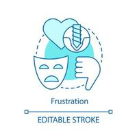 Frustration concept icon. Disappointment idea thin line illustration. Discontent annoyance. Falls short of expectations. Stressed fatigue feeling. Vector isolated outline drawing. Editable stroke