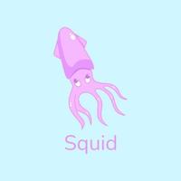 linda ilustración de calamar. púrpura. genial para mascota, logo, icono vector
