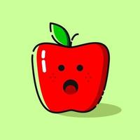 linda ilustración de emoticono de manzana roja. emoticon sorprendido vector