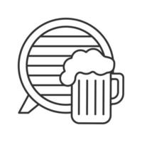 Craft beer pub linear icon. Ale. Beer mug and barrel. Thin line illustration. Brewery. Contour symbol. Vector isolated outline drawing