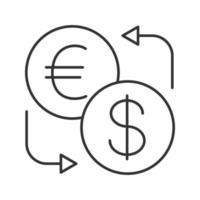 icono lineal de cambio de moneda euro y dólar. ilustración de línea delgada. reembolso. símbolo de contorno dibujo de contorno aislado vectorial vector