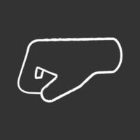 Left fist emoji chalk icon. Left-facing fist. Fist-bump. Brofist. Isolated vector chalkboard illustration