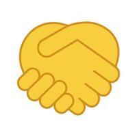 Handshake gesture color icon. Shaking hands emoji. Friends meeting. Agreement, deal, contract. Trust. Isolated vector illustration