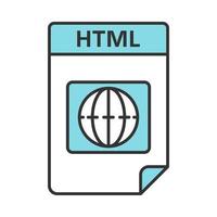 HTML file format color icon. Hypertext markup language. Saved web page file. Isolated vector illustration