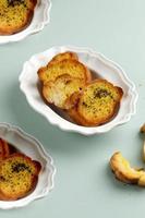 Garlic Bread on White Plate photo