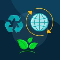 Environment protection flat concept vector icon. Nature saving idea cartoon color illustrations set. Eco conservation. Planet. Ecology. Isolated graphic design element