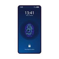 Fingerprint lock app smartphone interface vector template. Mobile security page blue design layout. Finger recognition scanning screen. Flat UI for application. Biometric verification. Phone display