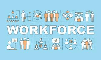 Workforce word concepts banner. Potential candidates. Recruiting, HRIS. Storing worker data. HR resource. Presentation, website. Isolated lettering typography idea, icons. Vector outline illustration