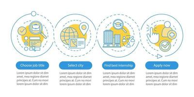 plantilla infográfica vectorial del programa de prácticas. software de búsqueda de trabajo. elementos de diseño de presentación de negocios. visualización de datos con pasos, opciones. gráfico de línea de tiempo del proceso. diseño de flujo de trabajo vector