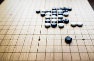 Go Chess Board With Black and White Stones photo