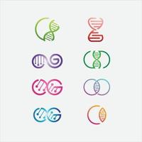 Printset of collection logotype line DNA symbol icon isolated on white background. Logo design template element. Vector