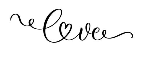 Love. Continuous line script cursive calligraphy text inscription for poster, card, banner valentine day, wedding, t shirt. vector