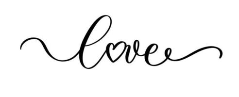 Love. Continuous line script cursive calligraphy text inscription for poster, card, banner valentine day, wedding, t shirt. vector