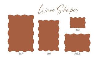 Wave Shape set template, Arch Wedding invitations, laser cut invitation, menu, place card. vector