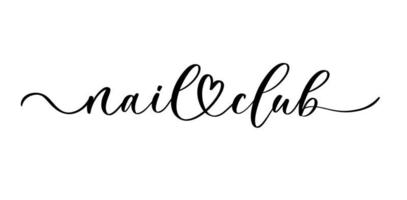 Fashion nail club lettering logo. Beauty manicure salon. vector