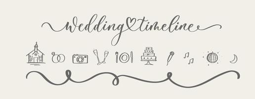 Wedding Timeline menu on wedding day. vector