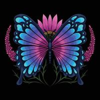 Ilustración de vector de lavanda flor mariposa