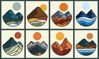 Abstract rounded mountain landscape vector illustration