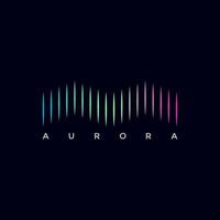 Modern aurora mountain logo illustration design vector