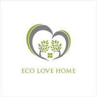 diseño de logotipo de casa de amor ecológico vector