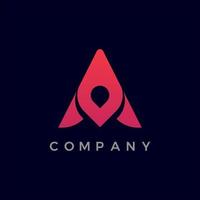 Letter A Pin Location Logo design vector