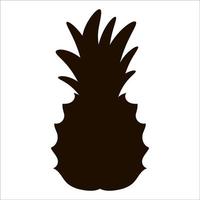 Vector tropical pineapple fruit silhouette clip art. Black jungle foliage illustration. Hand drawn exotic plant isolated on white background. Healthy summer food shadow icon.