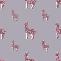 alegre patrón sin costuras de alpaca. fondo con llama divertida en estilo garabato para tela. vector