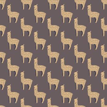 alegre patrón sin costuras de alpaca. fondo con llama divertida en estilo garabato para tela. vector