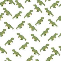 Seamless pattern cute T-Rex dino. Background of funny dinosaurs in doodle style. vector