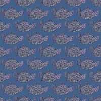 Seamless pattern with cute teapots. Background of doodle kettle decorative ceramic. vector