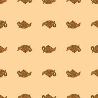 Seamless pattern with cute teapots. Background of doodle kettle decorative ceramic. vector