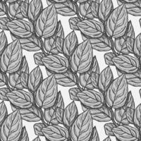Seamless pattern engraved tree branches. Vintage background summer twigs in hand drawn style. vector