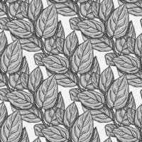 Seamless pattern engraved tree branches. Vintage background summer twigs in hand drawn style. vector