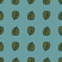 Seamless pattern engraved tree leaves. Vintage background botanical with foliage in hand drawn style. vector