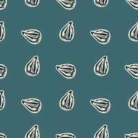 Seamless pattern engraved seeds. Vintage background plants kernels in hand drawn style. Botanical sketch. vector