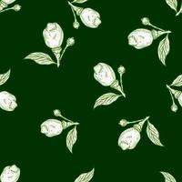 Seamless pattern engraved lemon on branch with leaves. Vintage background lime growing on twig in hand drawn style. vector