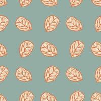 Seamless pattern engraved tree leaves. Vintage background botanical with foliage in hand drawn style. vector