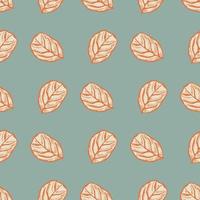 Seamless pattern engraved tree leaves. Vintage background botanical with foliage in hand drawn style. vector