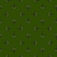 Seamless pattern engraved leaves Ginkgo Biloba. Vintage background botanical with foliage in hand drawn style. vector