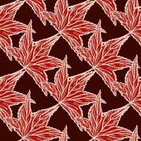 Engraved tree leaves seamless pattern. Vintage background botanical with foliage in hand drawn style. vector