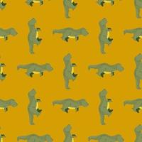 Seamless pattern cute T-Rex dino. Background of funny dinosaurs in doodle style. vector