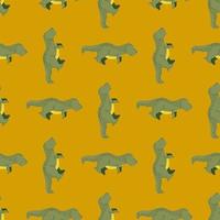 Seamless pattern cute T-Rex dino. Background of funny dinosaurs in doodle style. vector